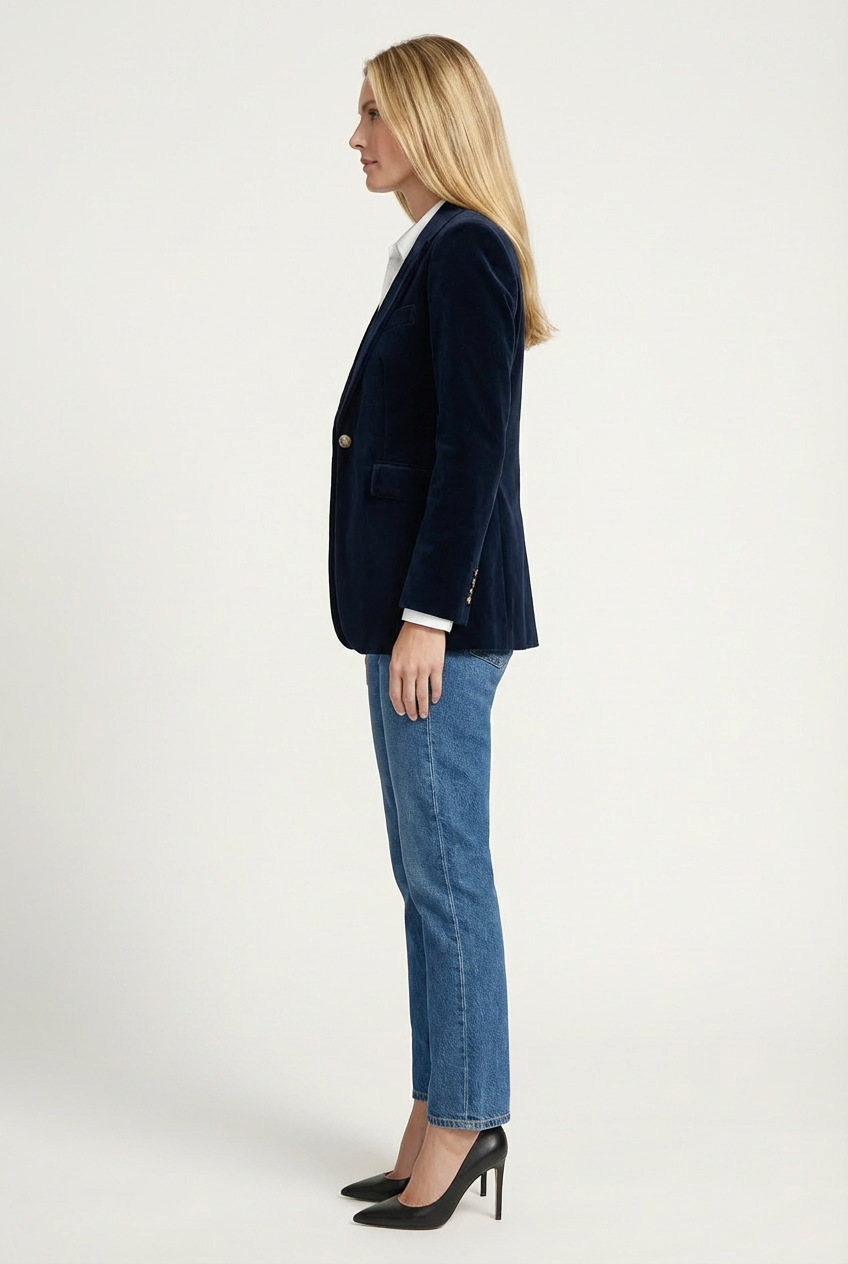 Struktureret kvinders blazer med definerede revers og enkelt knap