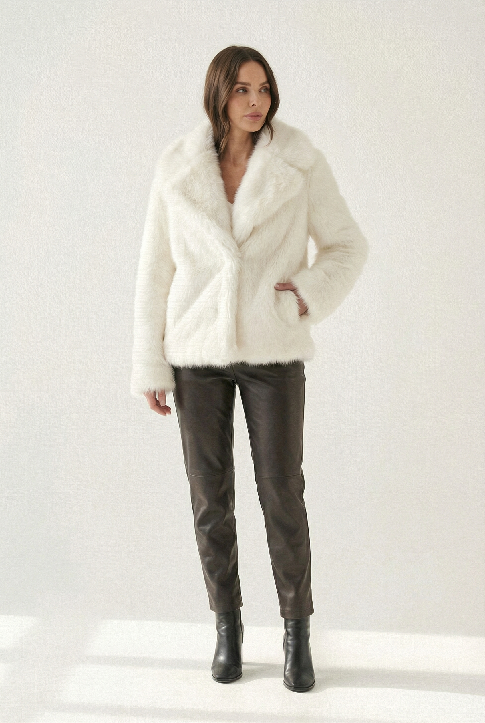 Womens Faux Fur Jacket with Plush Texture