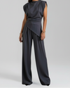 Asymmetric Neckline Wide Leg Jumpsuit with Fitted Waist