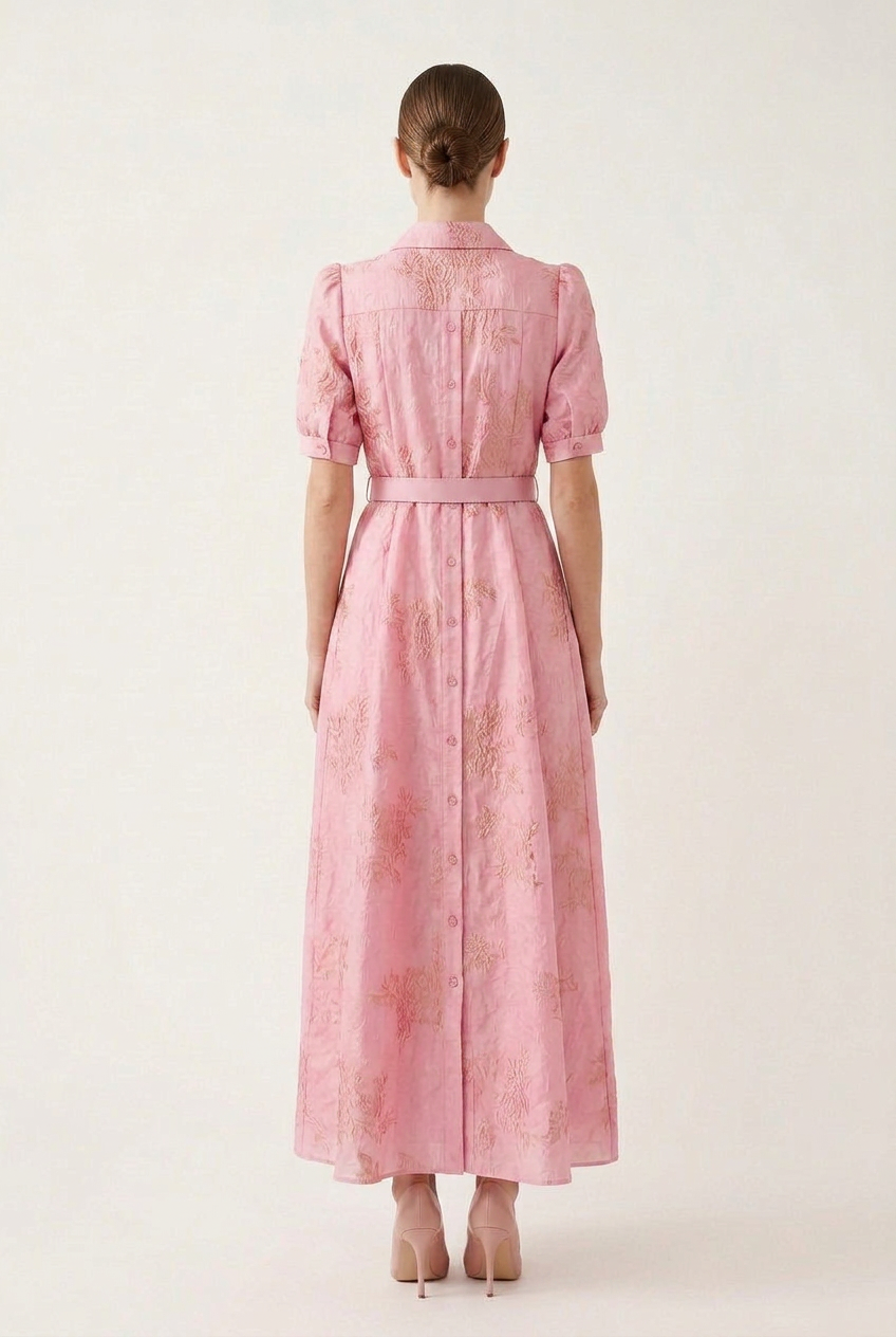 Kvinders blomster maxi kjole med bælte i taljen