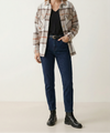 Checkered Shirt Jacket with Button Front and Collared Design