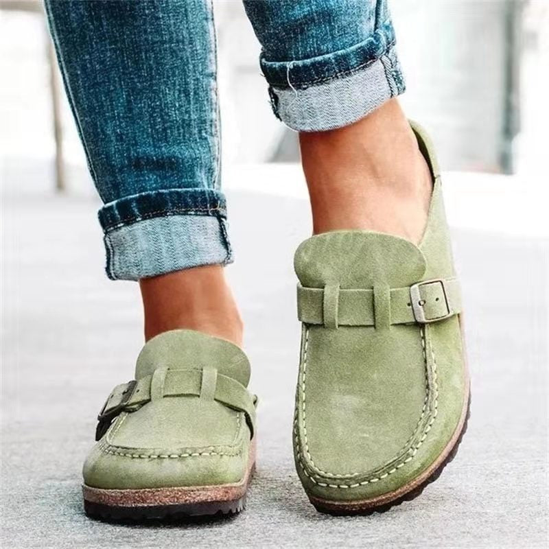 Women’s Soft Footbed Buckle Clogs with Closed Toe