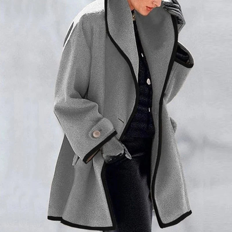 Women’s Merino Wool Blend Trench Coat with Double-Breasted Front