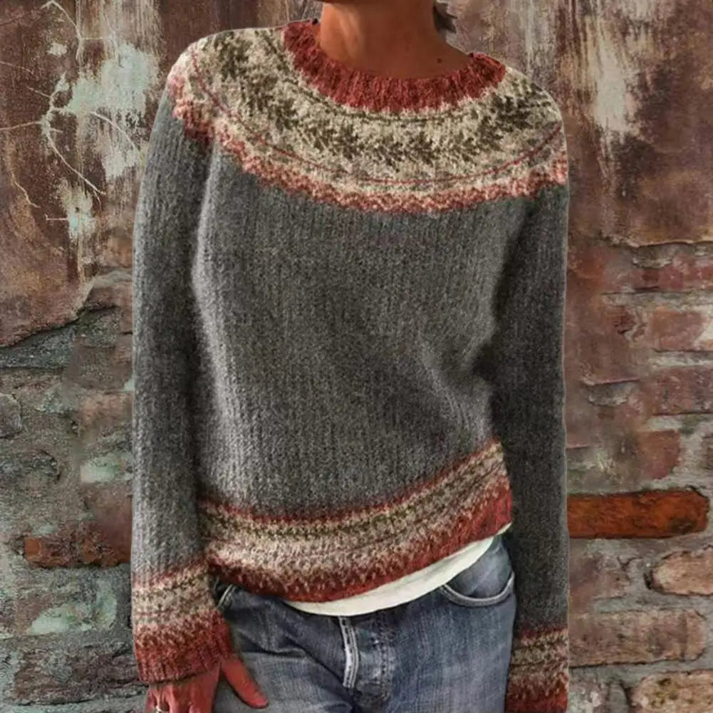 Women’s Patterned Knit Jumper with Crew Neck