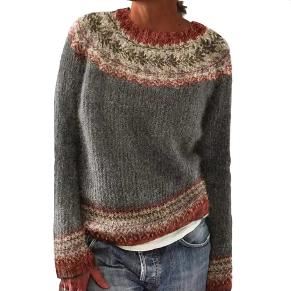 Women’s Patterned Knit Jumper with Crew Neck