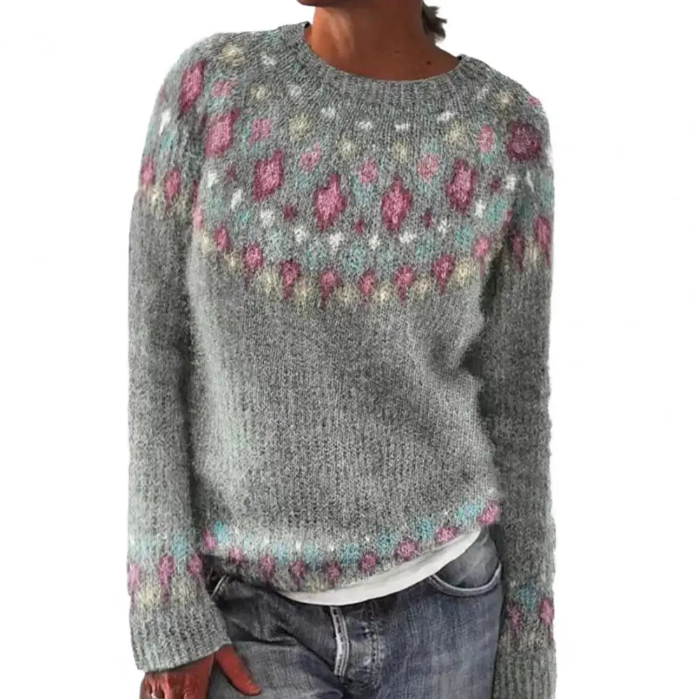 Women’s Patterned Knit Jumper with Crew Neck