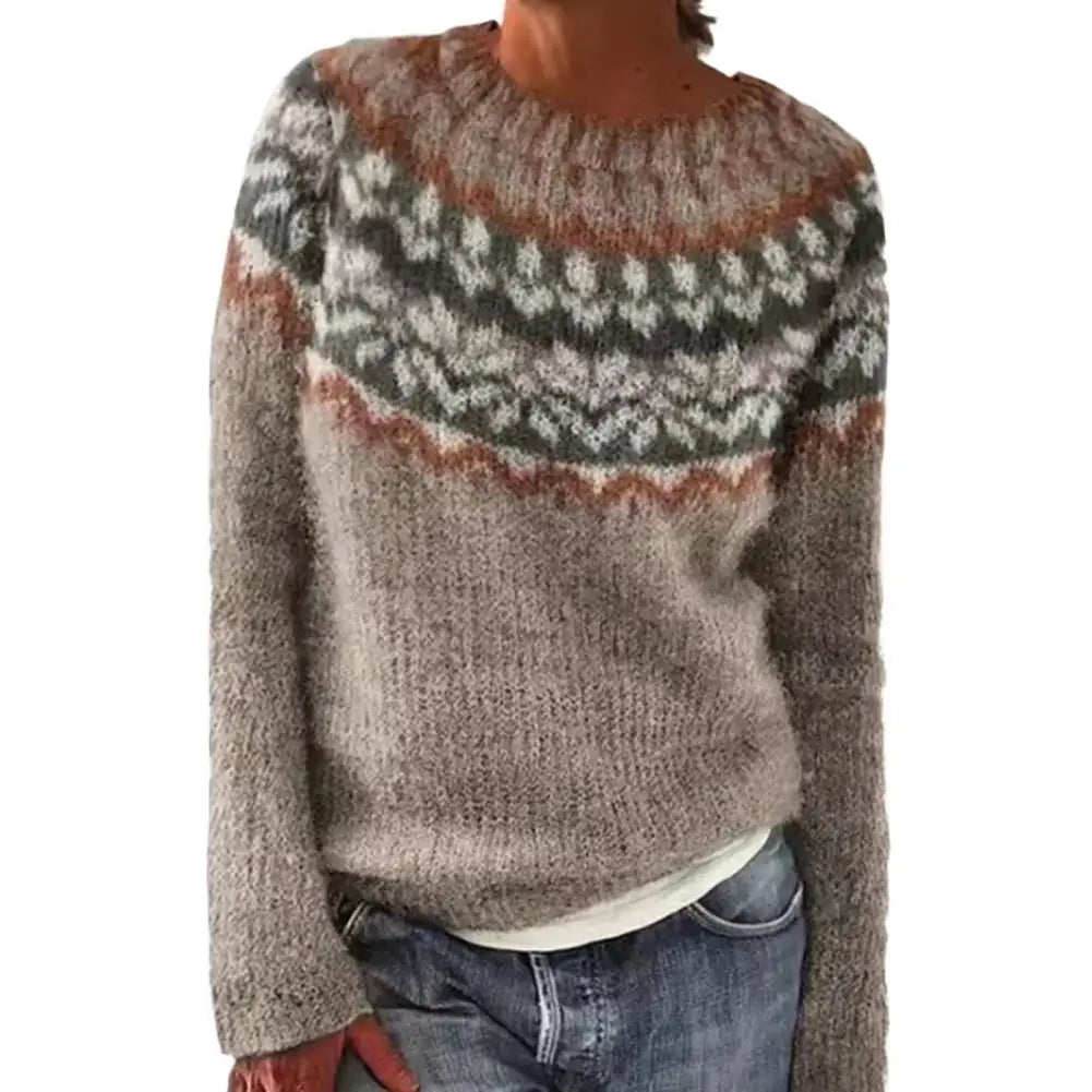 Women’s Patterned Knit Jumper with Crew Neck