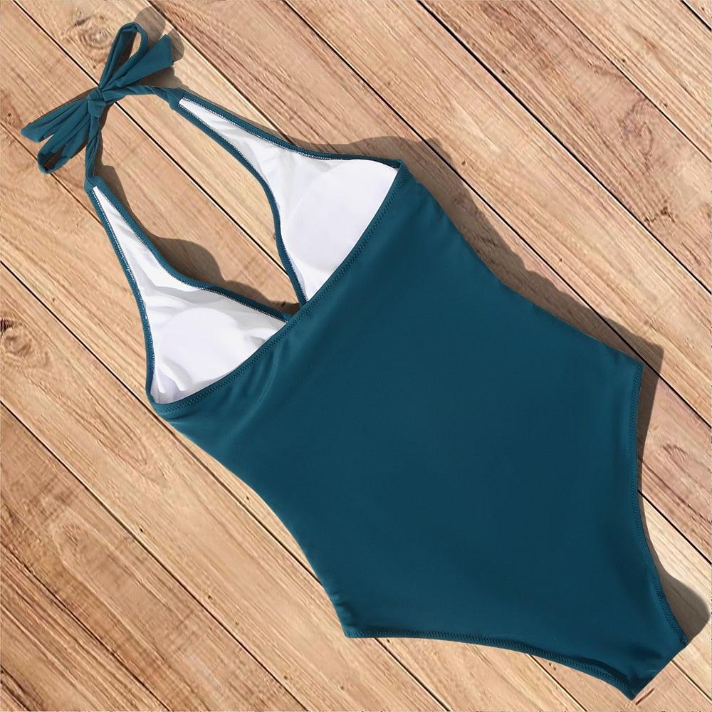 Women’s Push-Up Swimsuit with Backless Design and Sculpting Fit