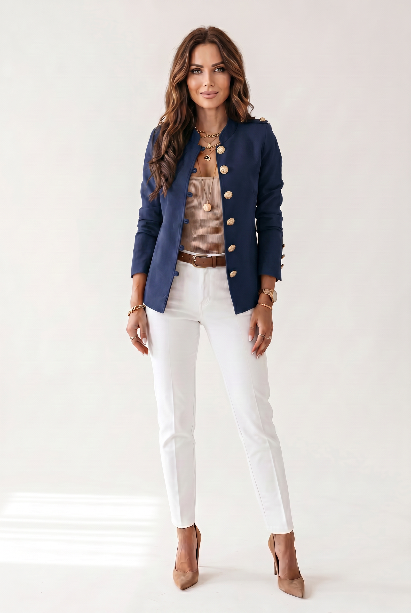 Women’s Short Jacket with Button Front and Side Pockets