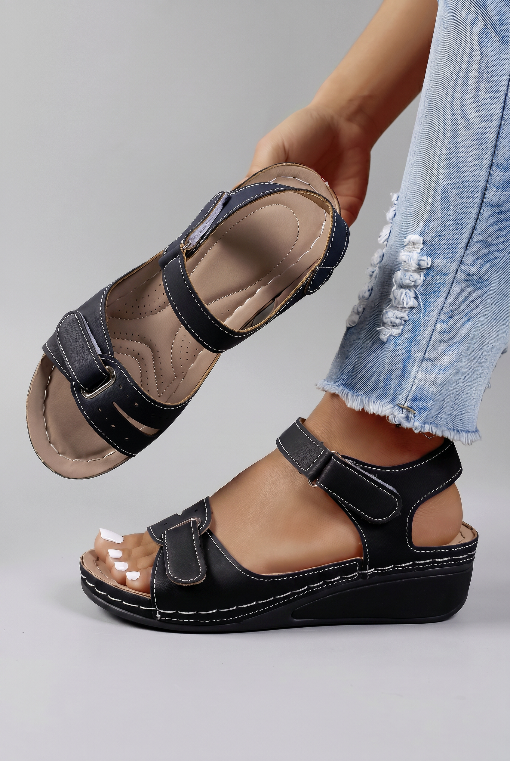 Orthopedic Wedge Sandals with Adjustable Straps
