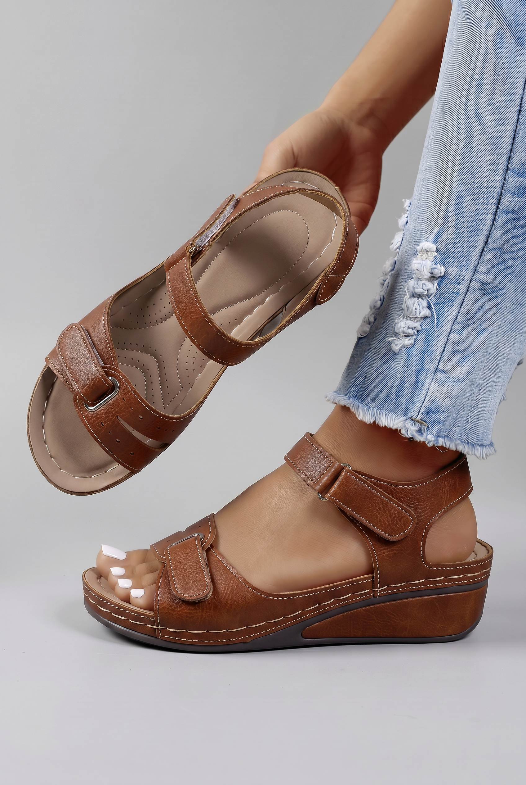Orthopedic Wedge Sandals with Adjustable Straps