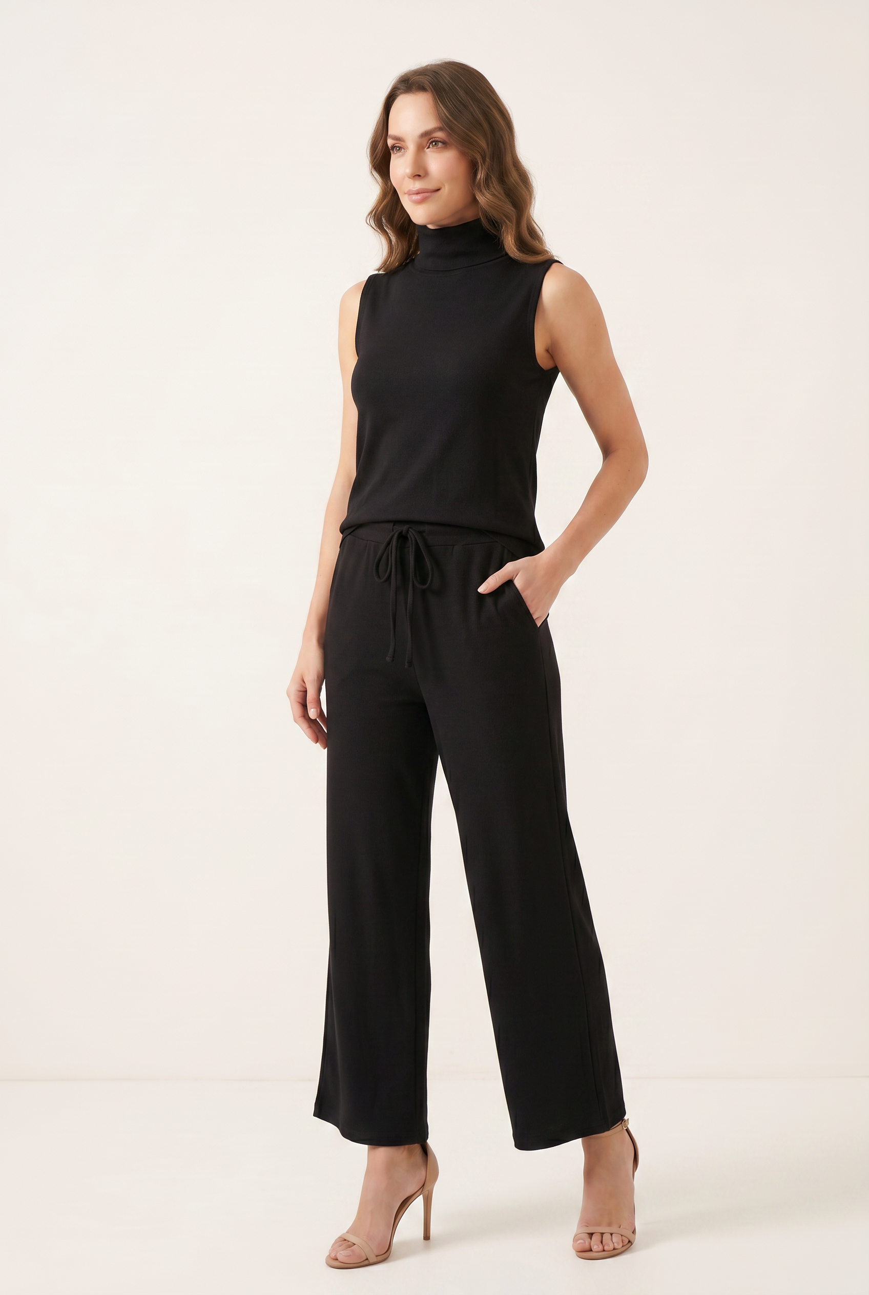 Sleeveless Wide Leg Jumpsuit with Straight Silhouette