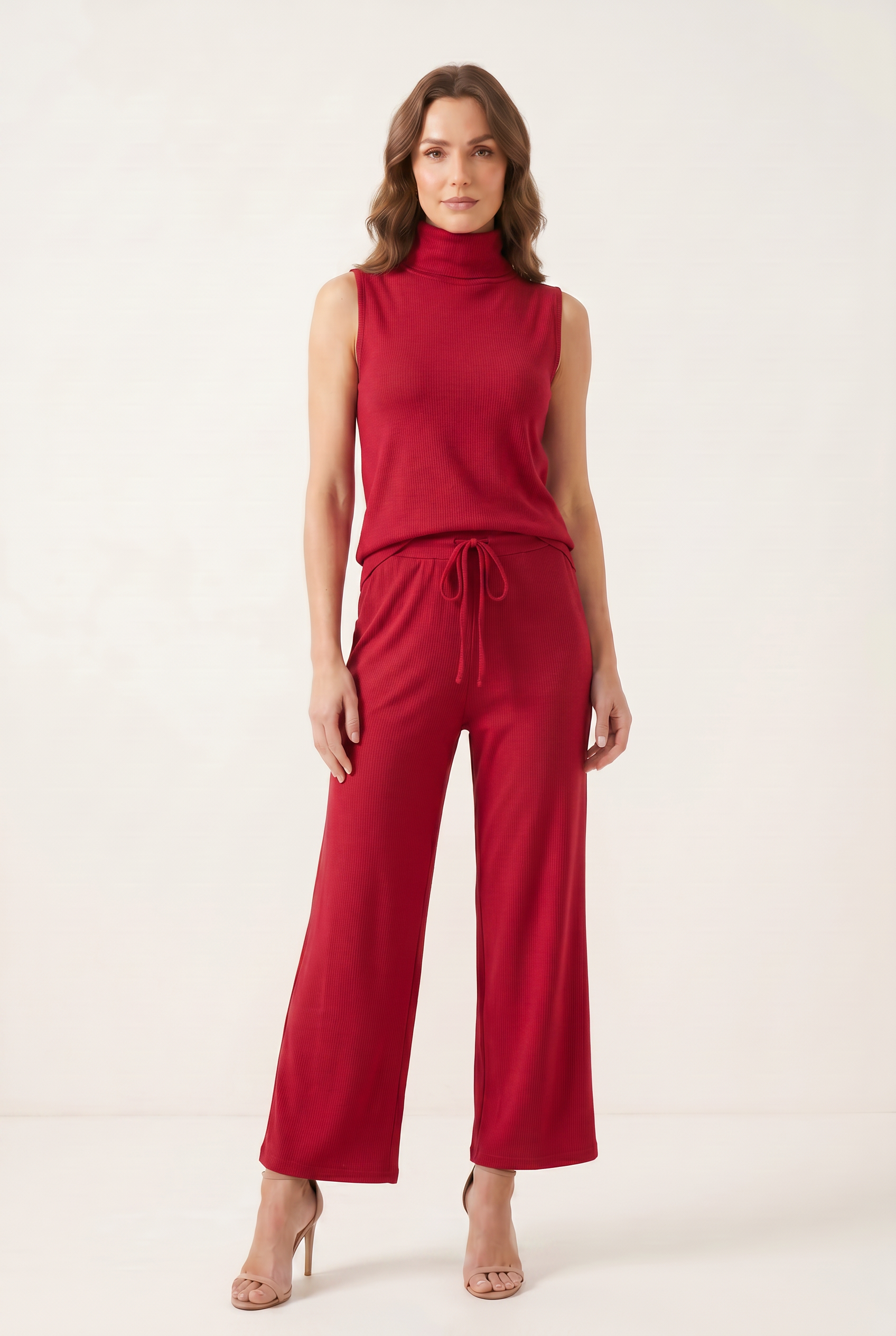 Sleeveless Wide Leg Jumpsuit with Straight Silhouette