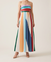 Plisseret Strapless Maxi Kjole i Juvelfarver