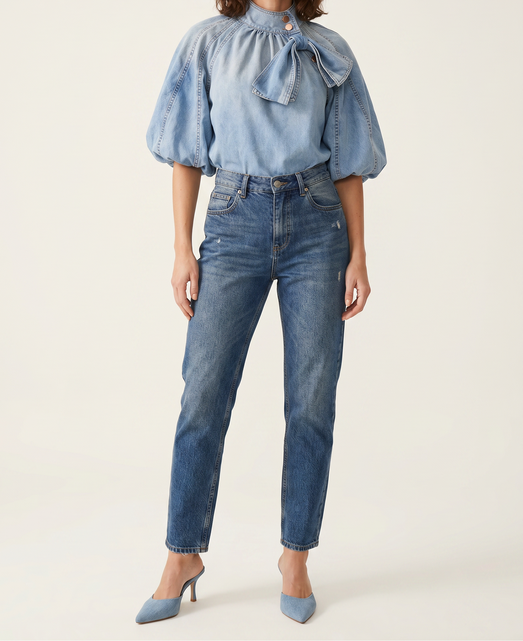 Stand Up Collar Bow Detail Blouse
