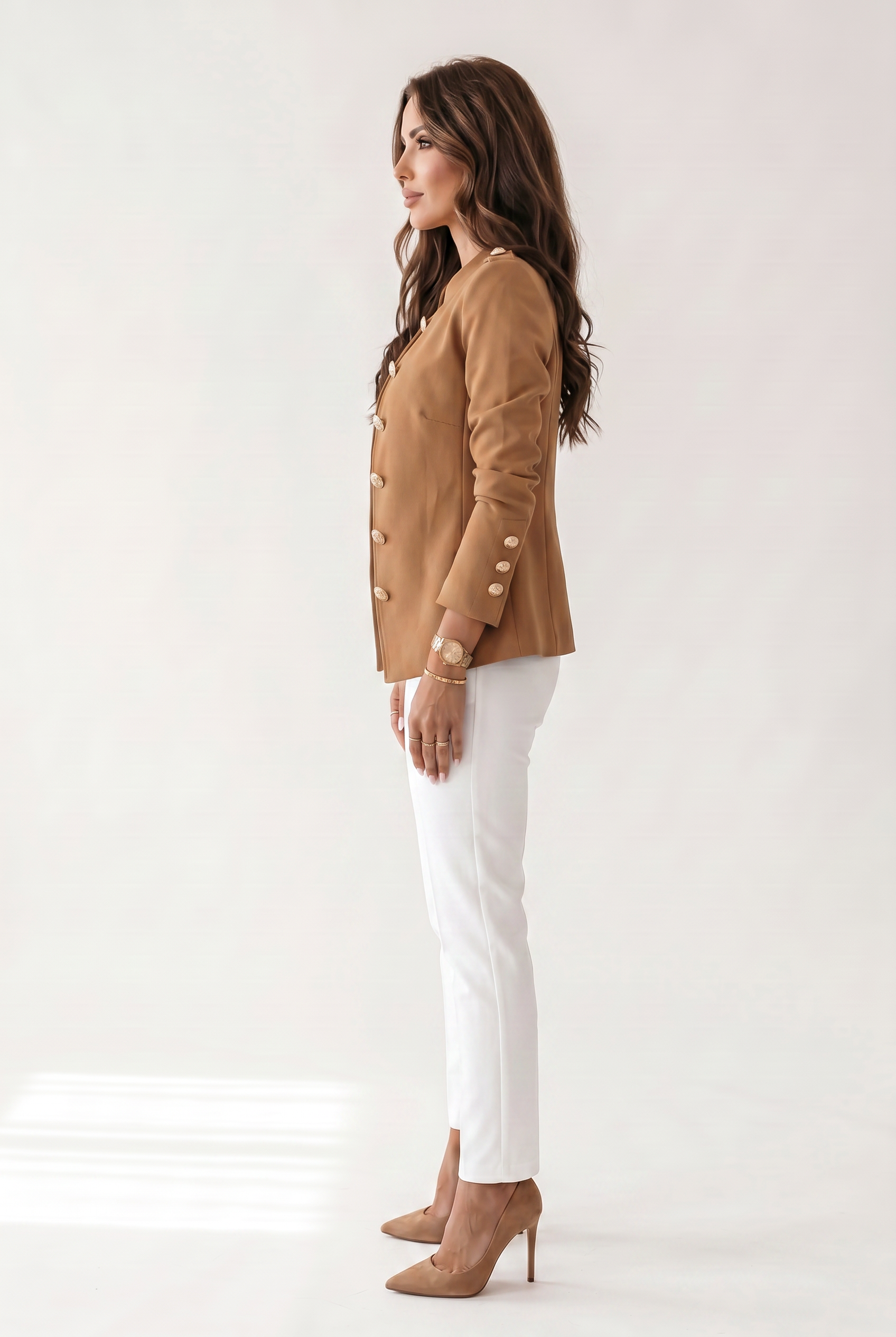 Women’s Short Jacket with Button Front and Side Pockets
