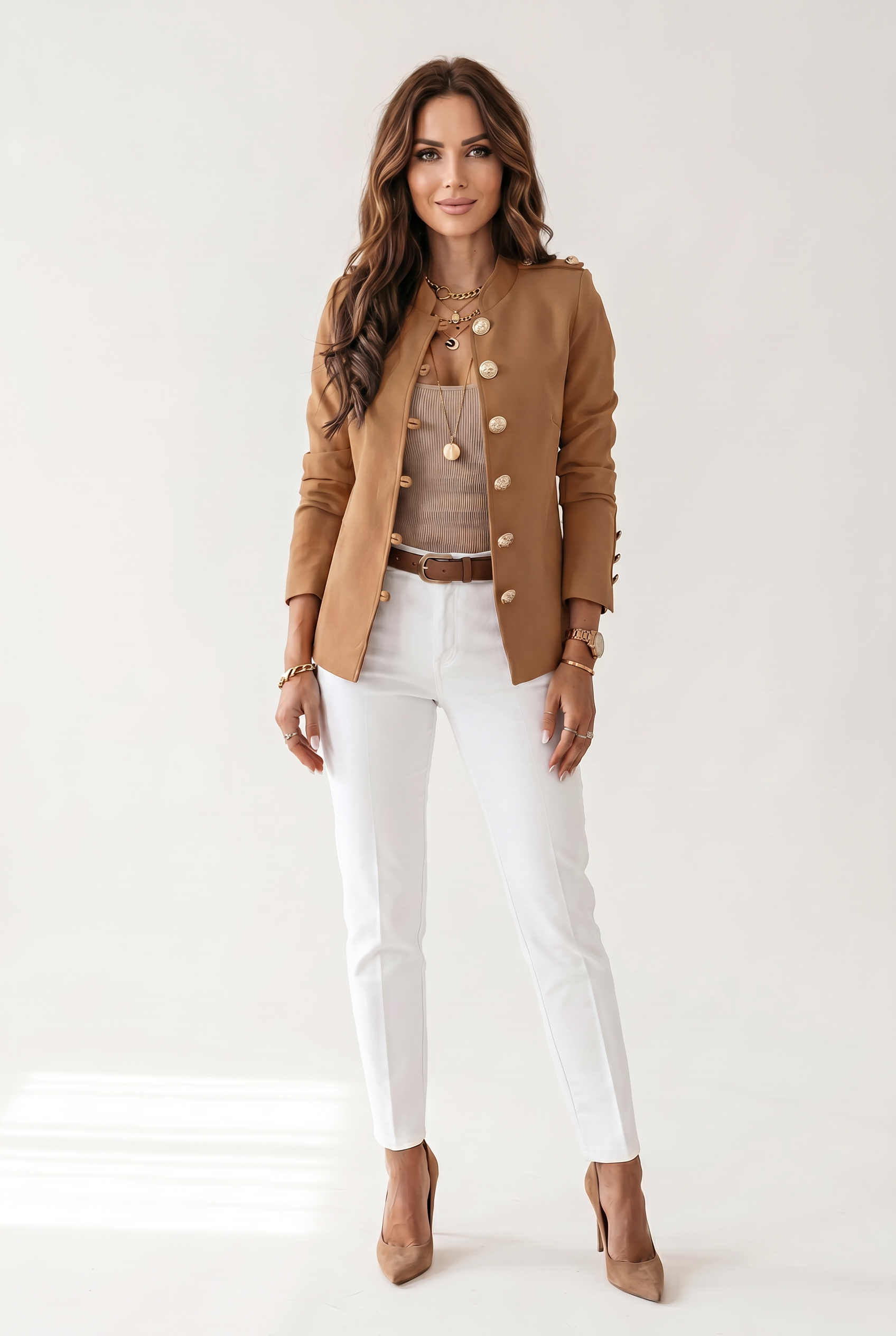 Women’s Short Jacket with Button Front and Side Pockets