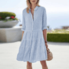 Women's Striped Summer Dress with A-Line Silhouette and Breathable Fabric