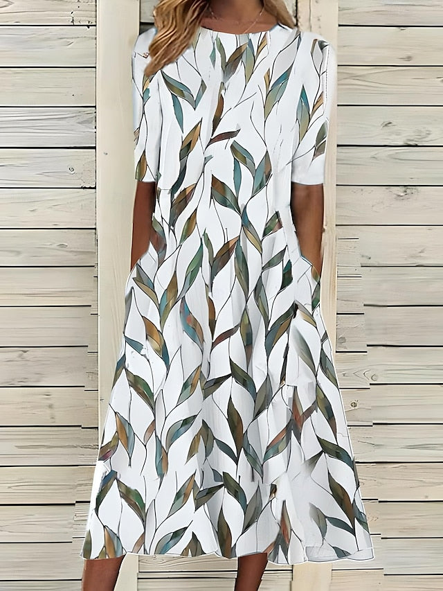 Women’s Floral Summer Midi Dress with A-Line Silhouette