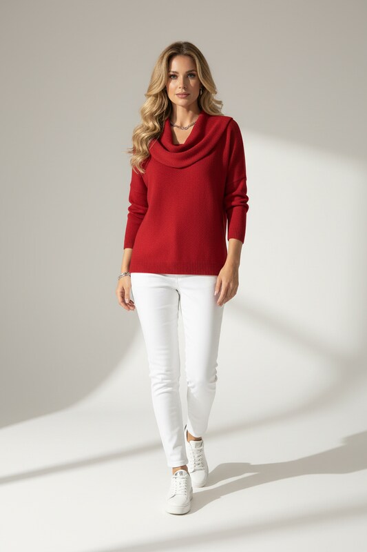 Cowl Collar Sweater with Relaxed Fit