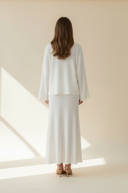 Maxi Dress with Roll Neckline and Wide Sleeves
