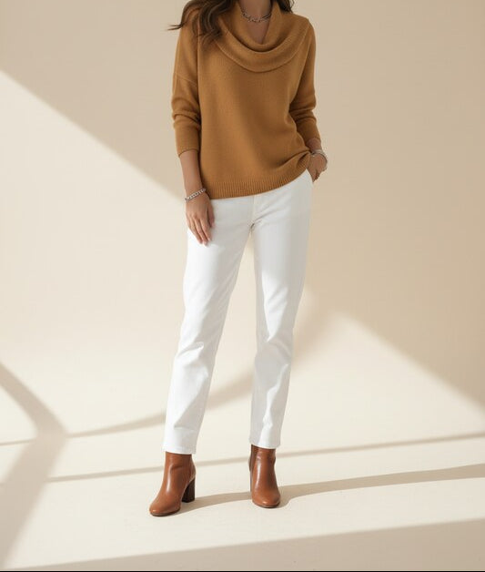 Cowl Collar Sweater with Relaxed Fit