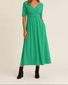 A Line Dress with V Neckline and Draped Silhouette