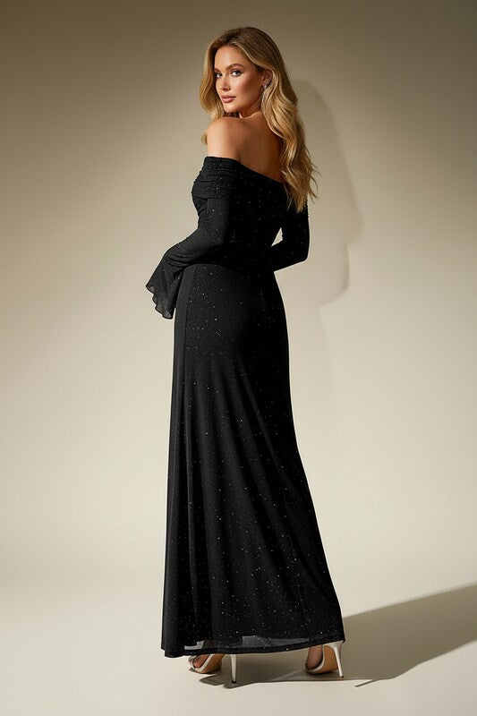Off Shoulder Sequin Maxi Dress