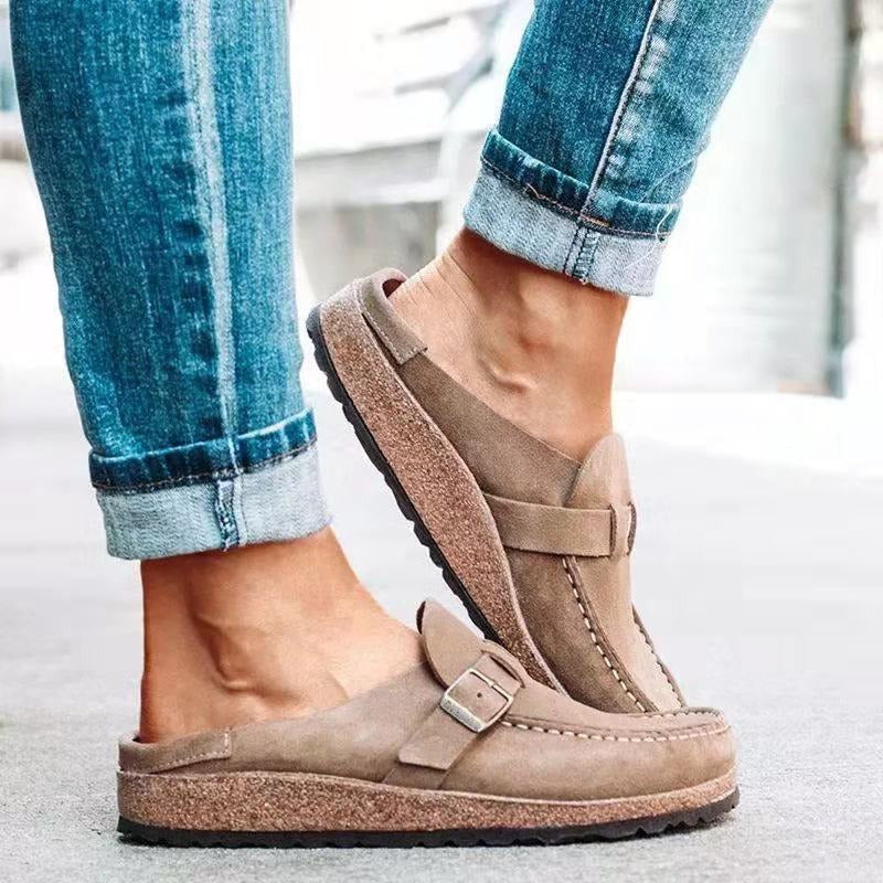Women’s Soft Footbed Buckle Clogs with Closed Toe