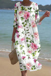 Women’s Floral Midi Dress with Flowy Silhouette and Lightweight Fabric