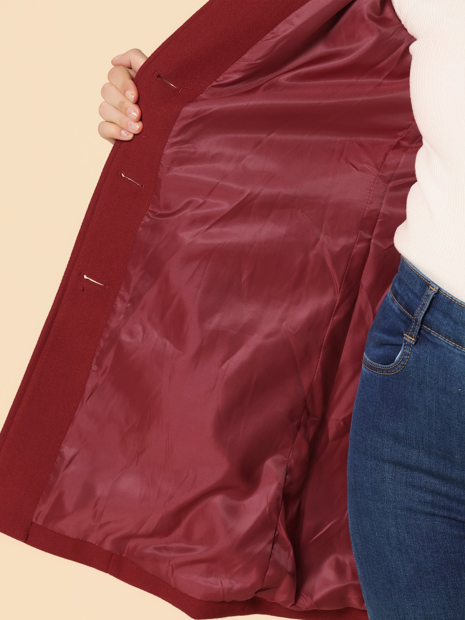 Women’s Tailored Single Breasted Coat with Wide Lapel