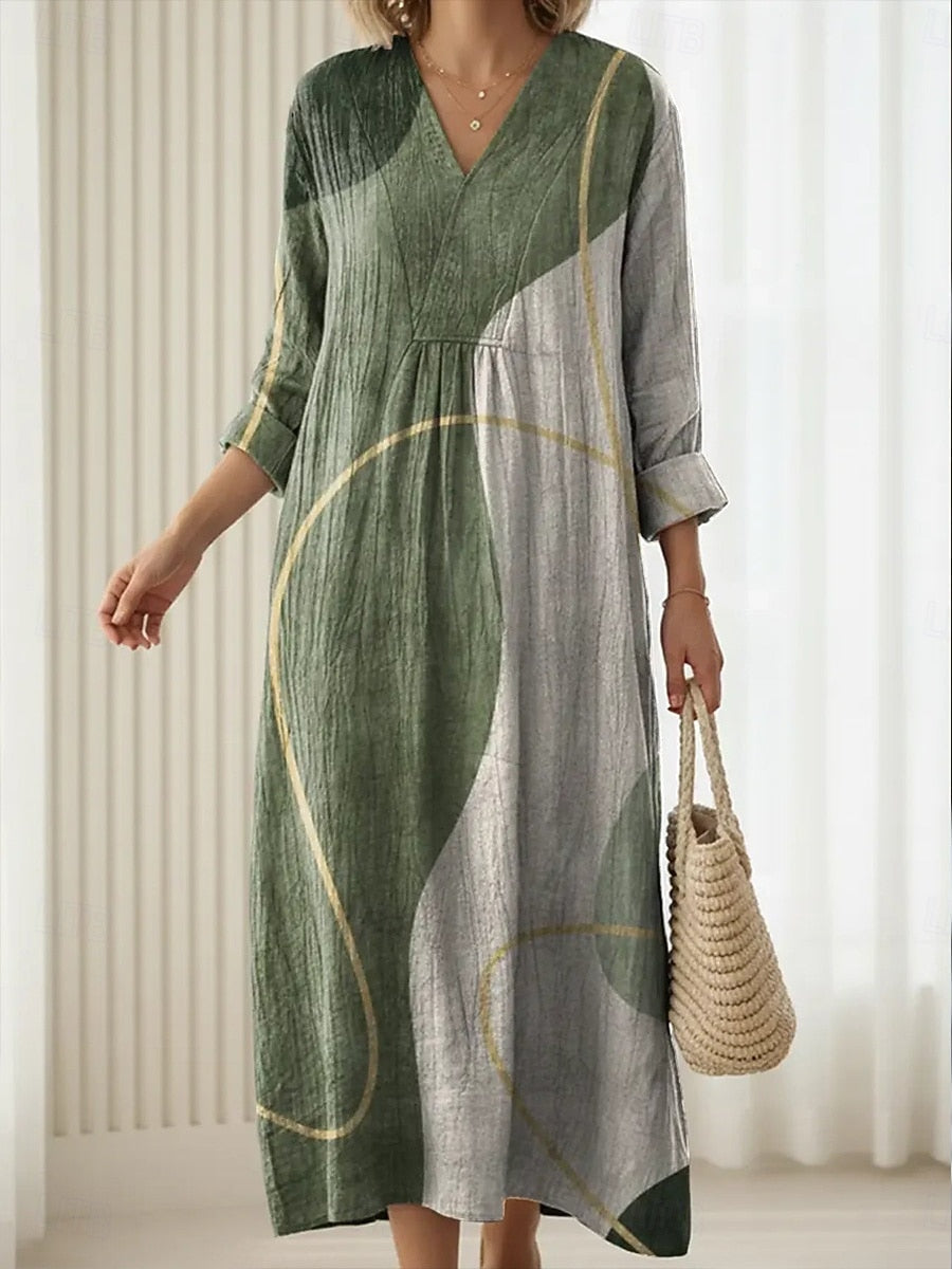 Women’s Maxi Casual Dress with Relaxed Fit and Side Pockets
