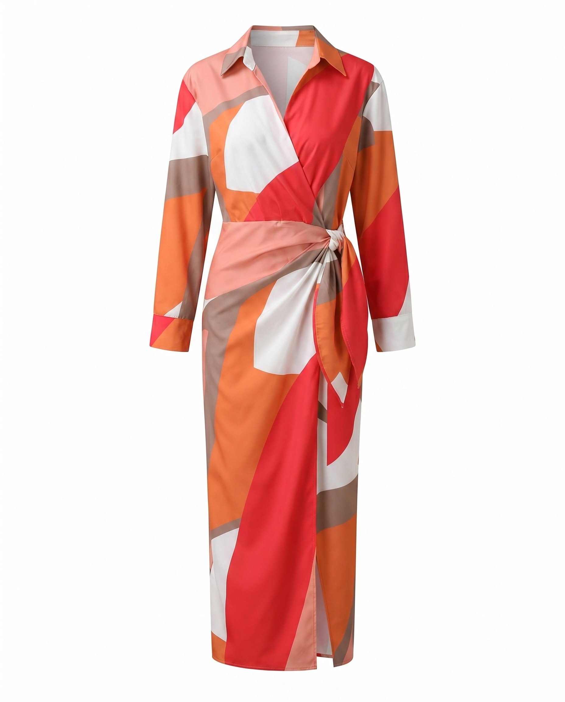 Women’s Floral Wrap Maxi Dress with Tie Waist and V-Neck