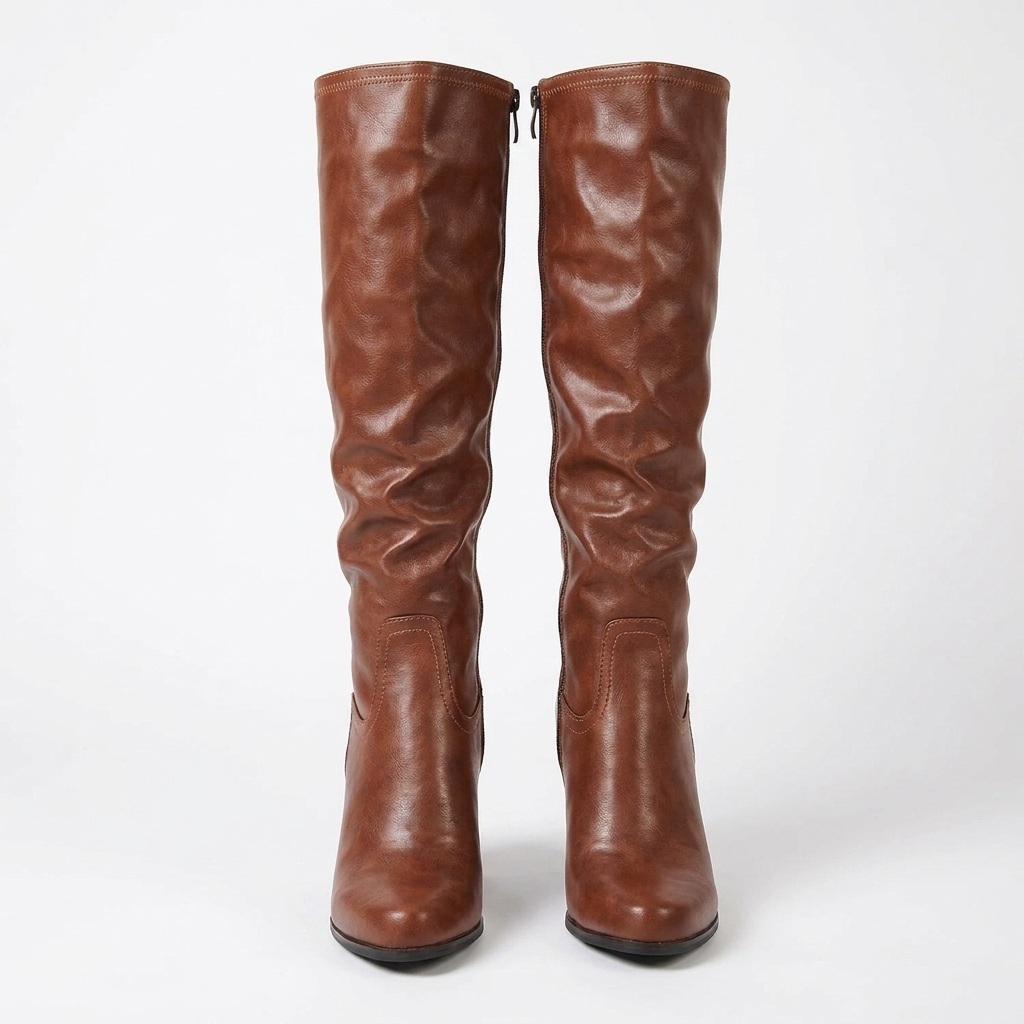 Women’s Knee High Boots with Block Heel and Side Zip