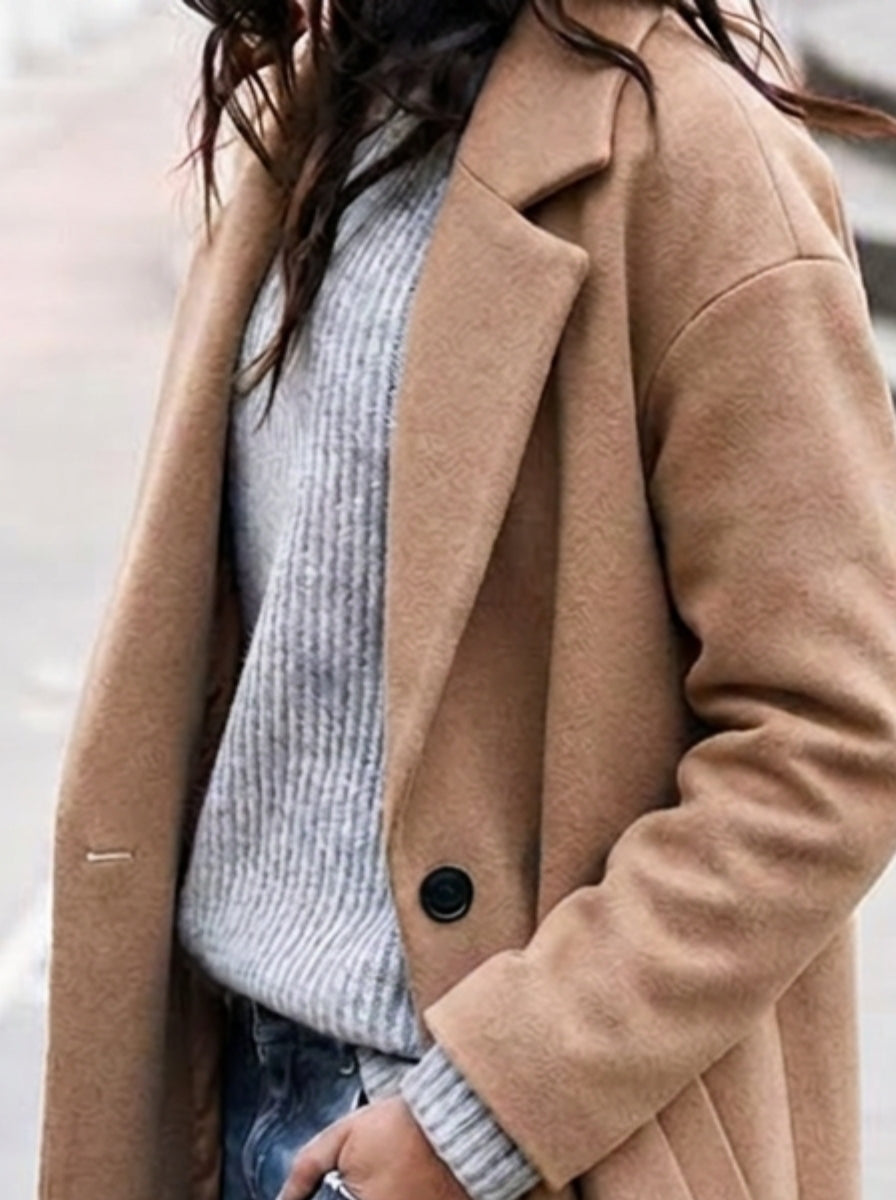 Women’s Oversized Long Trench Coat with Wide Lapel