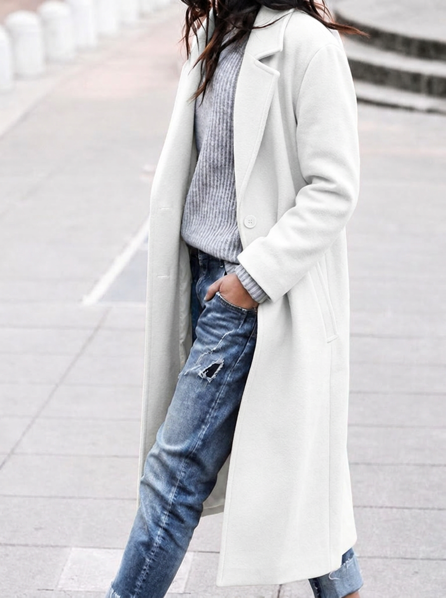 Women’s Oversized Long Trench Coat with Wide Lapel