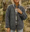 Women’s Quilted Jacket with Zip Front and Stand Collar