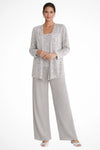 Women’s Sequin Three Piece Trousers Suit with Wide Leg Trousers