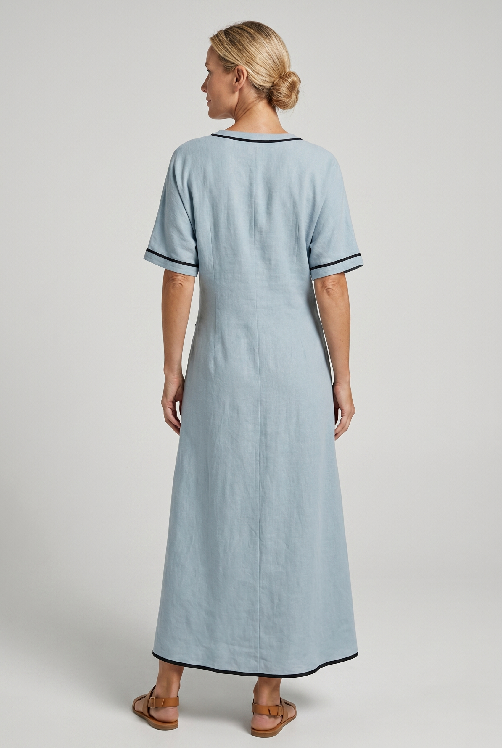 Women’s Summer Maxi Dress with Twist Front and V-Neck Trim